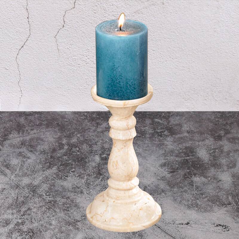 Creative Home Champagne Marble 8-3/4"H Candle Holder with Glossy Finish