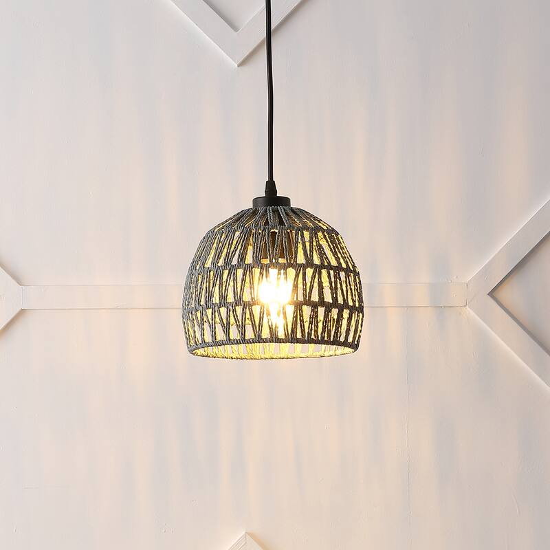Jigu 1-Light Woven Rattan/Iron LED Pendant, by JONATHAN Y