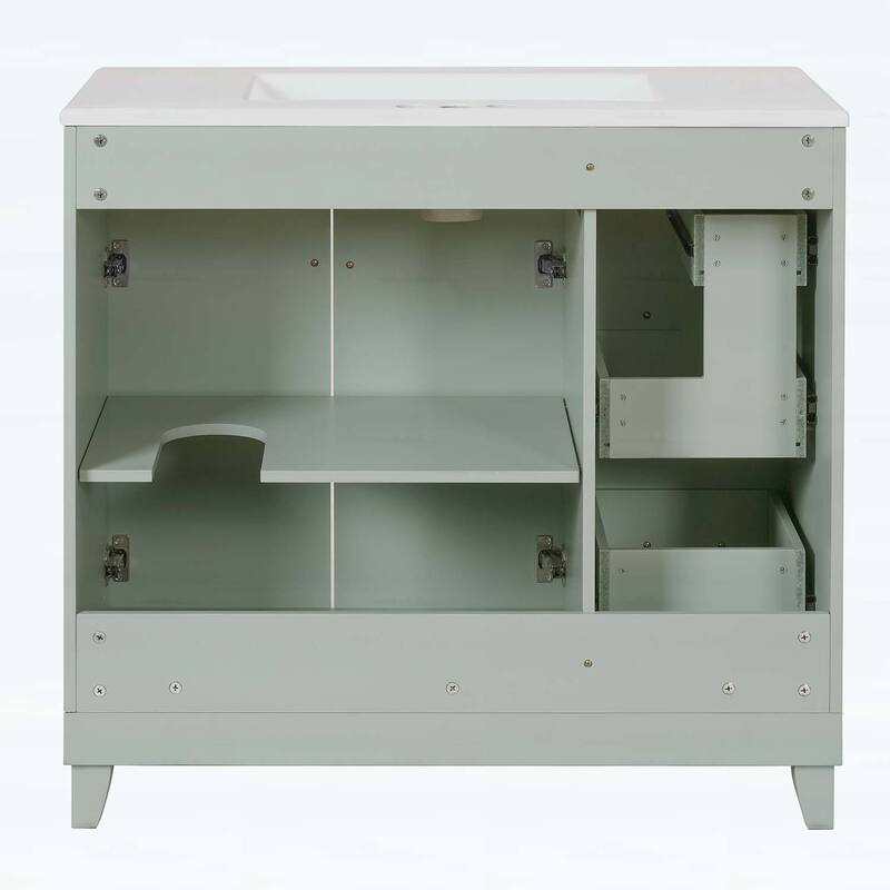 Stylish and Functional Bathroom Vanity with Ceramic Sink,Soft Close Doors,and Double-Layer Drawers for Modern Storage