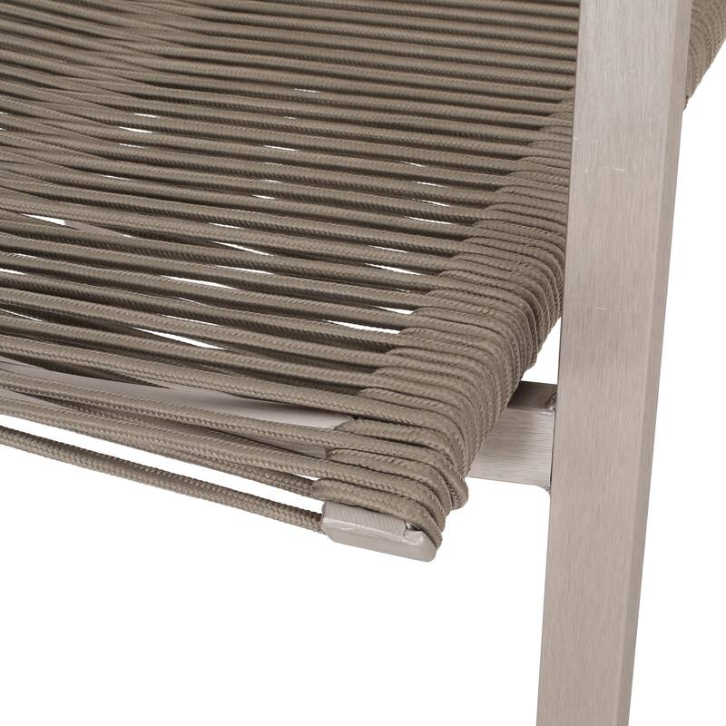 Outdoor Modern Set of 2 Dining Chairs with Rope-Woven Seats Aluminum Frame, Suitable for Dining Room Living Room Balcony Patio