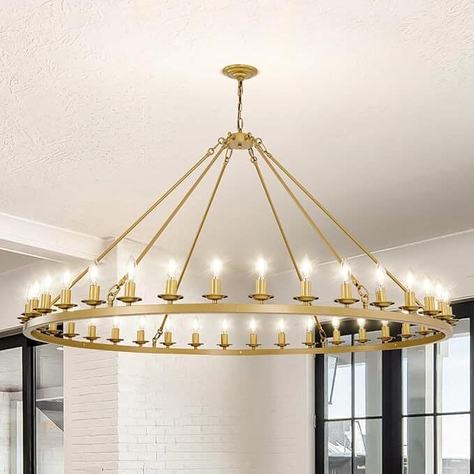 Luxury Wheel Chandelier, 16-54 Lights Single or Double Layer Round Pendant Light - 36Light