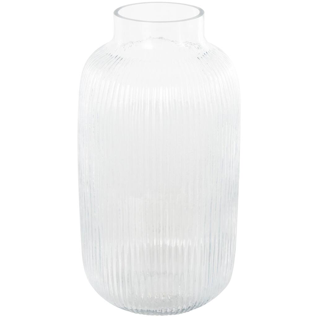 Glass Ribbed Decorative Vase - Clear - Roche River Decor
