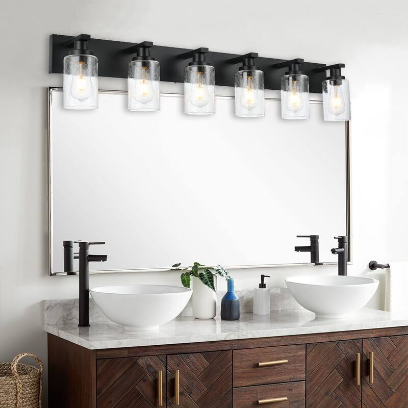 Modern Vanity Light with Seeded Glass Shade