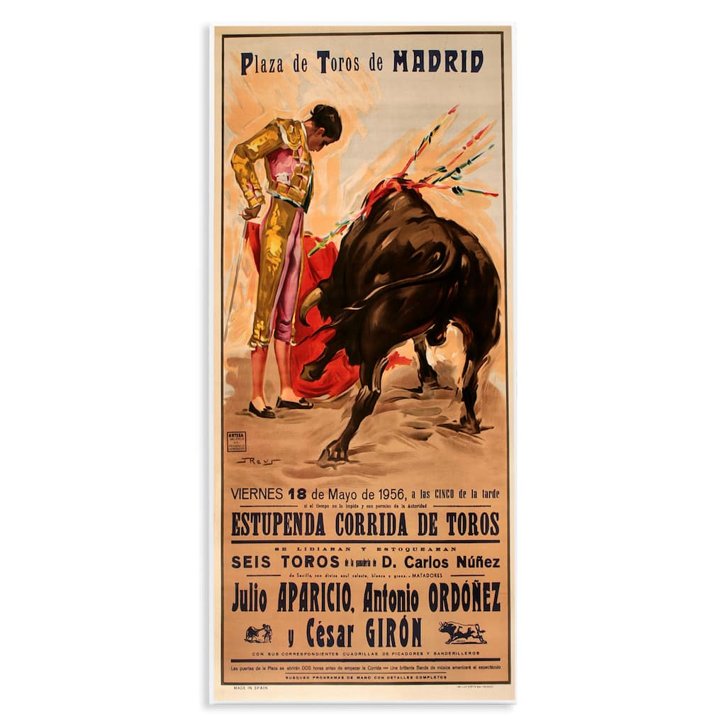 Stupell Great Bullfight Antique Advertisement Wall Plaque Art Design By Marcus Jules