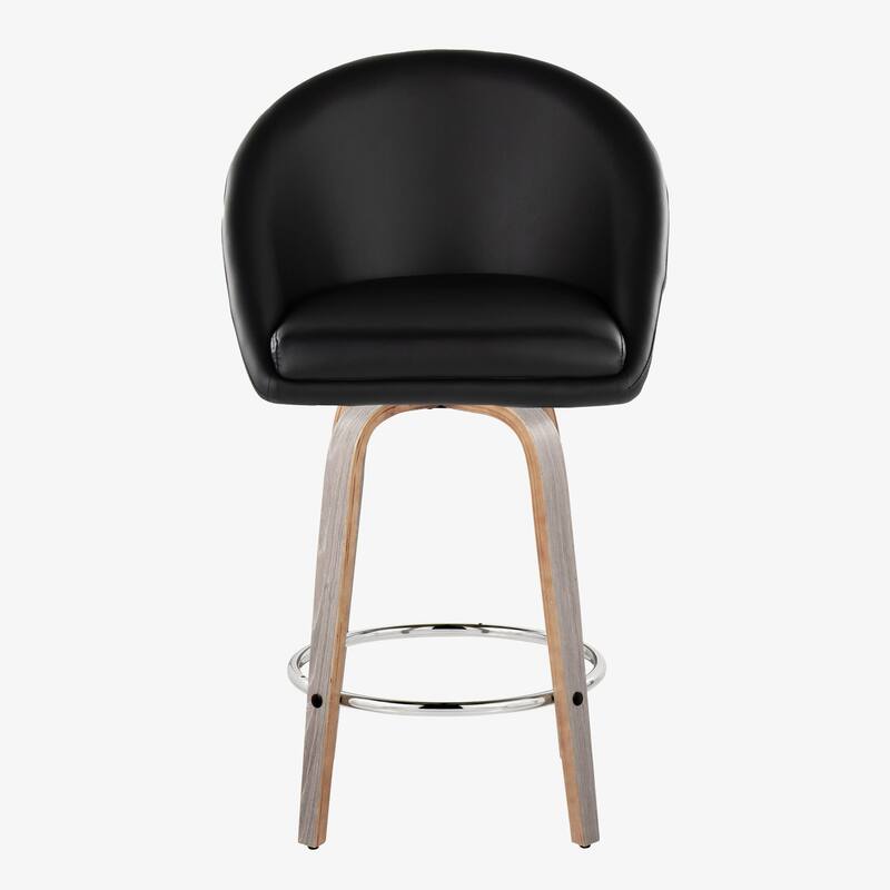 Carson Carrington Livesey High Back 26" Fixed-Height Counter Stool with Bent Wood Legs & Round Footrest (Set of 2)