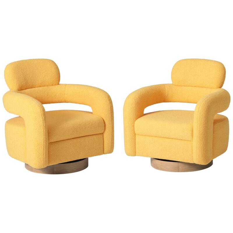 Bayville 29" Wide Sherpa Swivel Chair (Set of 2) - Sunset Gold