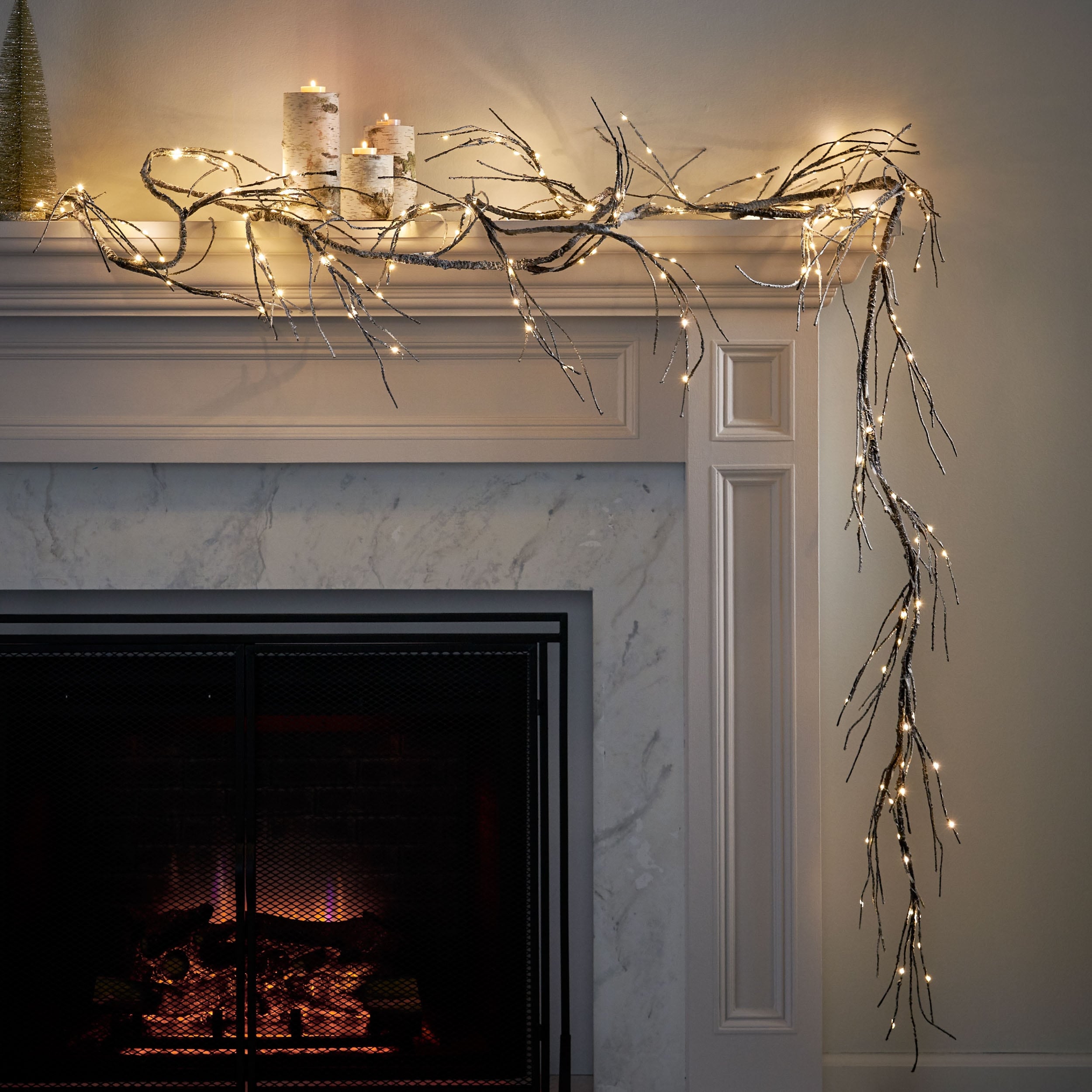 Noble House Pre-Lit 6 x 4' Artificial Twig Christmas Garland