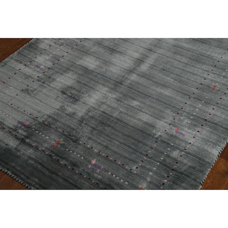Hand Knotted Oriental 100% Wool Carpet Tribal Tribal Multi-Colored Gabbeh Area Rug - 5' 10'' X 4' 0''