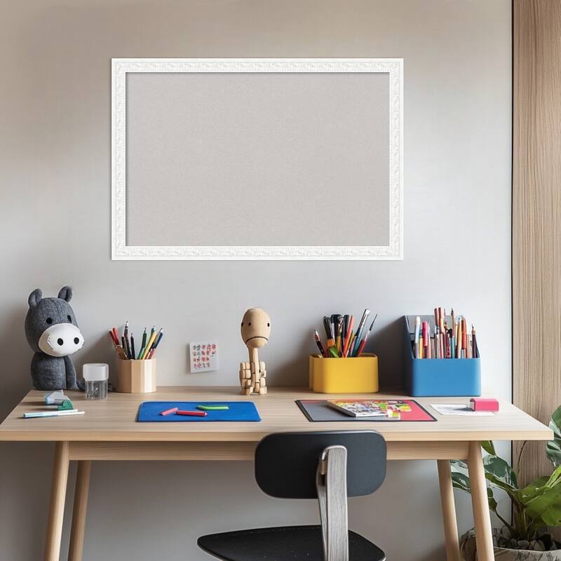 Bethany White Wood Framed Cork Board - Bulletin Board, Organization Board, Pin Board