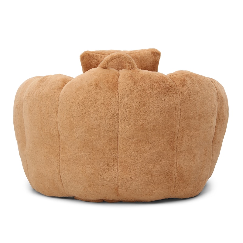 Faux Fur Bean Bag Chair with Ottoman, Giant Bean Bag Chairs for Adults, Shell-Shaped Lounge Floor Sofa with Filler