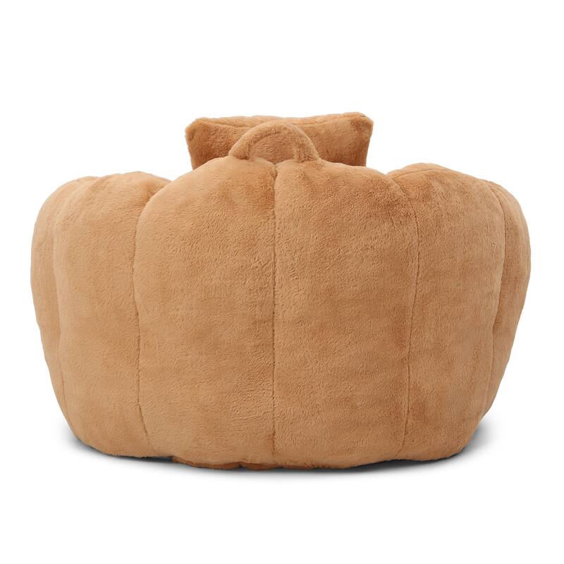 Faux Fur Shell Bean Bag Chair Sets with Footstool and High-Density Foam