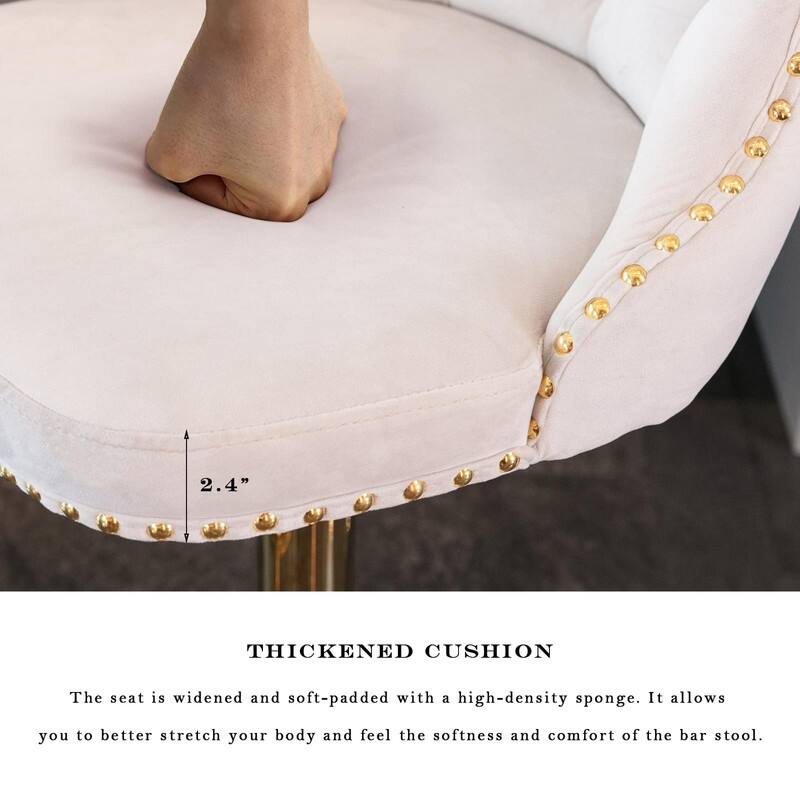Velvet Upholstered Nailheads Tufted Swivel Bar Stools (Set of 6)