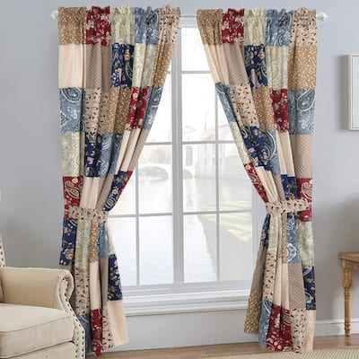 Sanders Floral Paisley Patchwork Window Curtain Panel/Drapes with Tie Backs