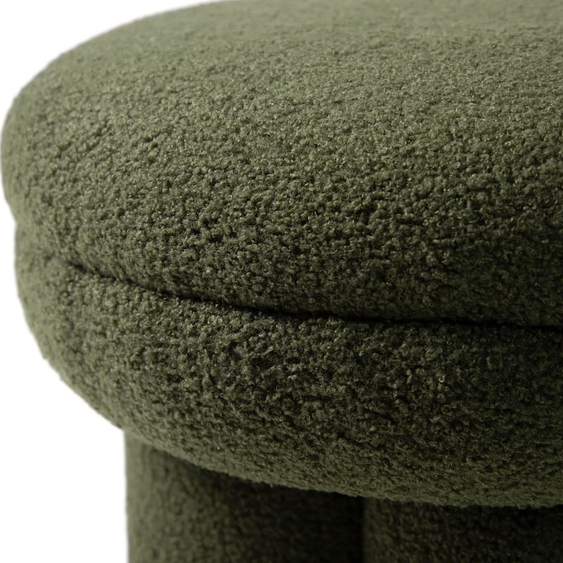 24/7 Shop At Home Modern Boucle Upholstered Ottoman with Tri-Pillar Pedestal