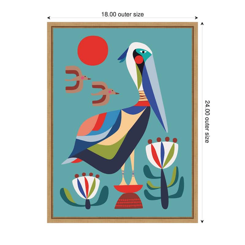 Kate and Laurel Pelican Garden by Rachel Lee Framed Canvas Wall Art Print