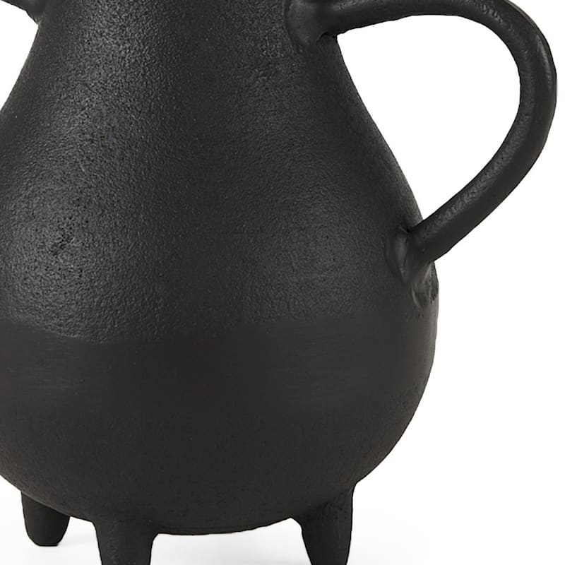 HomeRoots 8" Black Two Handle Ceramic Jug Vase - 5"W x 9"D x 8"H