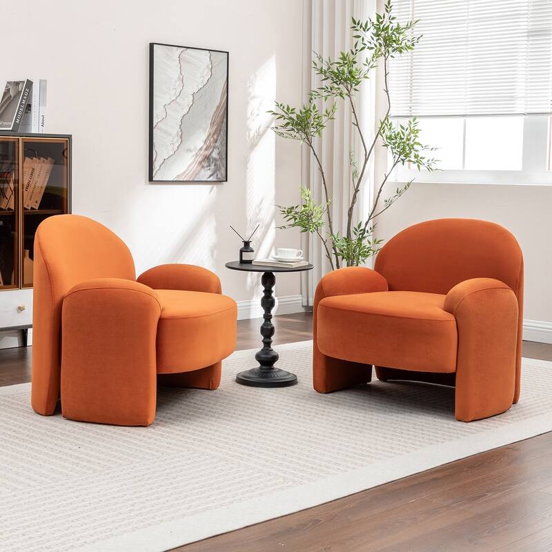 SEYNAR Modern Glam Velvet Thickened Seat Cushion Accent Chair Set of 2