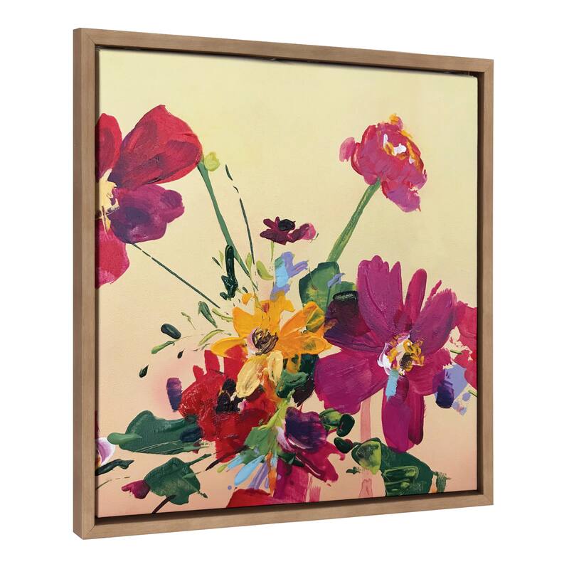 Kate and Laurel Sylvie Stand Out In Yellow Framed Canvas by Emma Daisy - Gold - 22x22