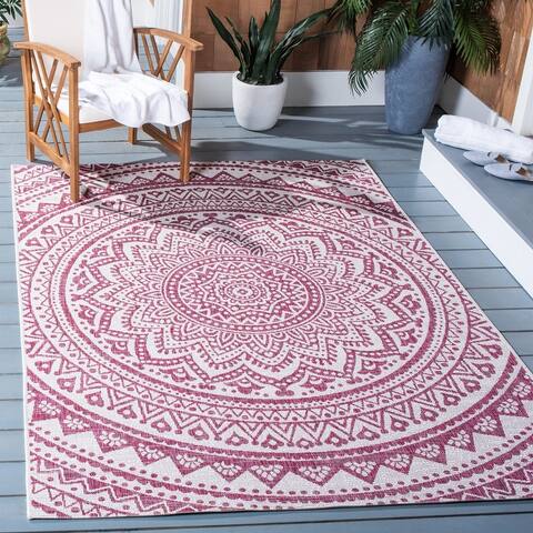 SAFAVIEH Courtyard Fran Mandala Indoor/ Outdoor Waterproof Patio Backyard Rug