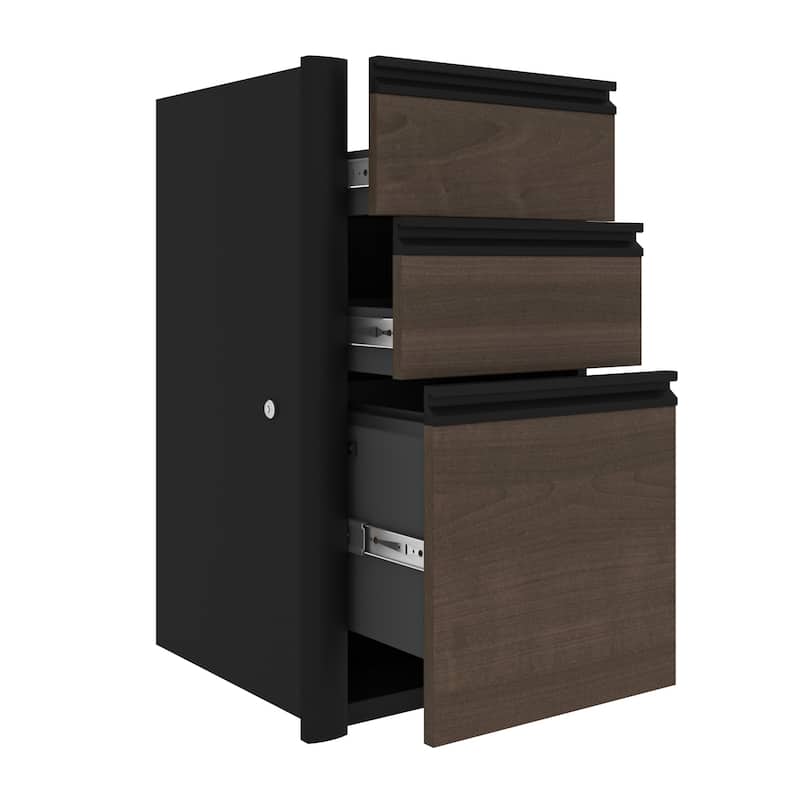 Bestar Connexion 16W Add-On 3 Drawer Pedestal by Bestar. - Antigua & Black