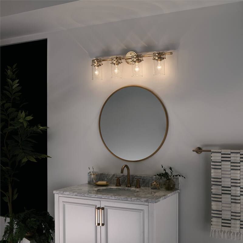Kichler Lighting Brinley 32.5 in. 4-Light Champagne Bronze Vanity Light with Clear Glass Shade