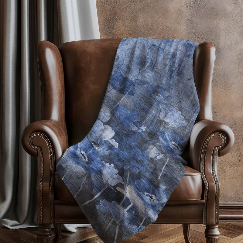 Premium Machine Washable Modern Floral Sherpa Throw Blanket