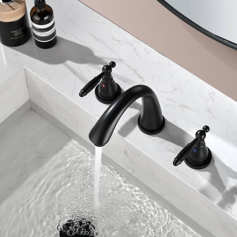 Widespread Bathroom Sink Faucet 3 Holes 8 Inch Bathroom Faucets Two Handle Modern Elegent Lavatory Basin Vanity Taps With Valve