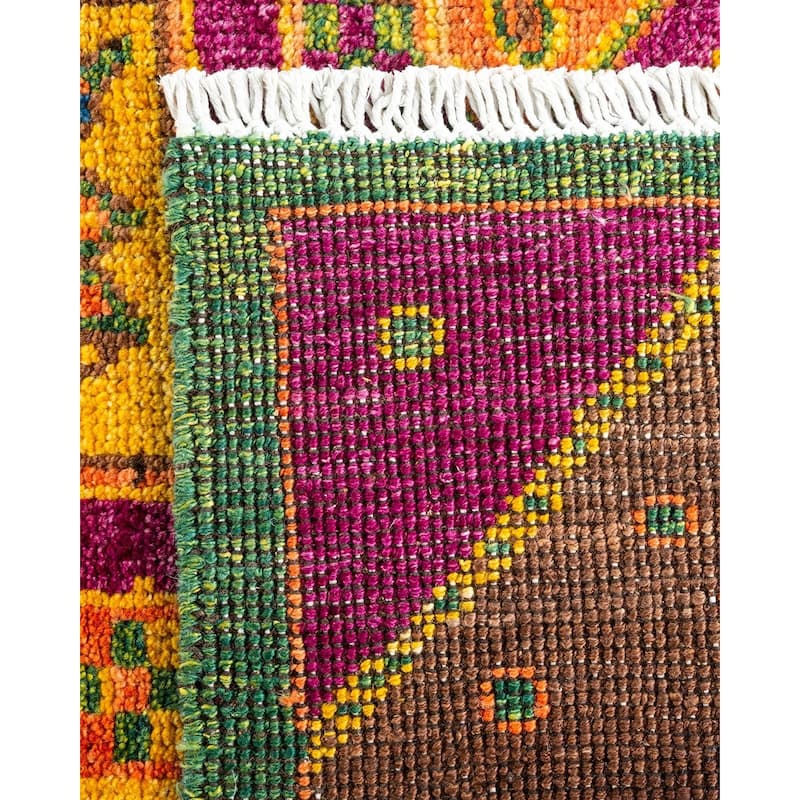 Overton Hand Knotted Wool Vintage Inspired Modern Contemporary Modern Brown Area Rug - 4' 2" x 6' 4"