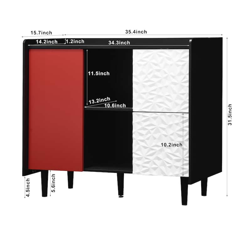 Sideboard Buffet Cabinet with 2 Drawers, Coffee Bar Cabinet with 2 Open Storage Compartment, Accent Cabinet with Metal Legs