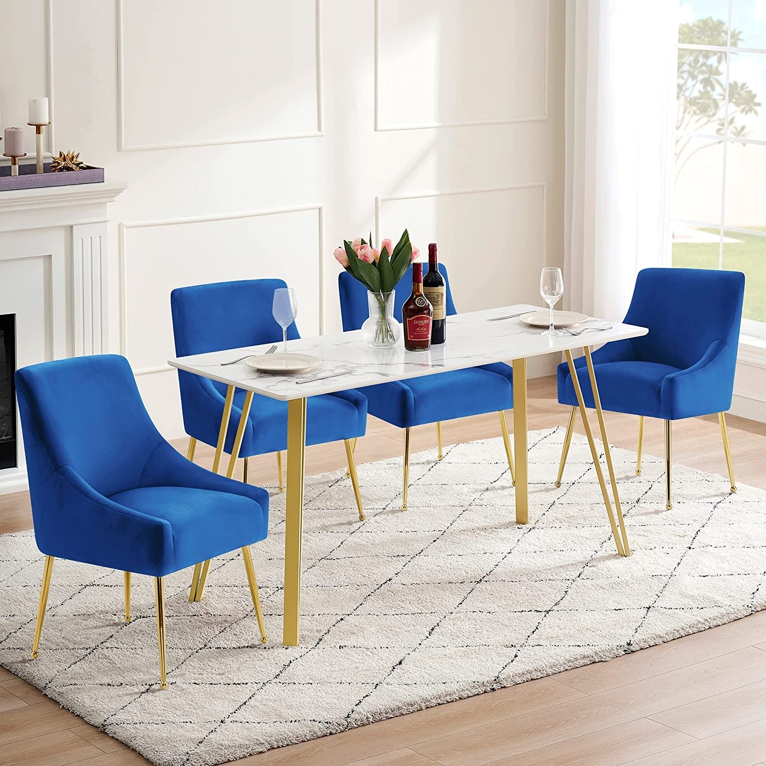 Blue and 2025 yellow dining chairs