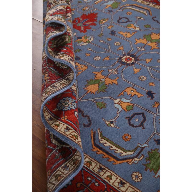 Blue Heriz Serapi Area Rug Hand-Knotted Wool Carpet - 8'9"x 11'11"