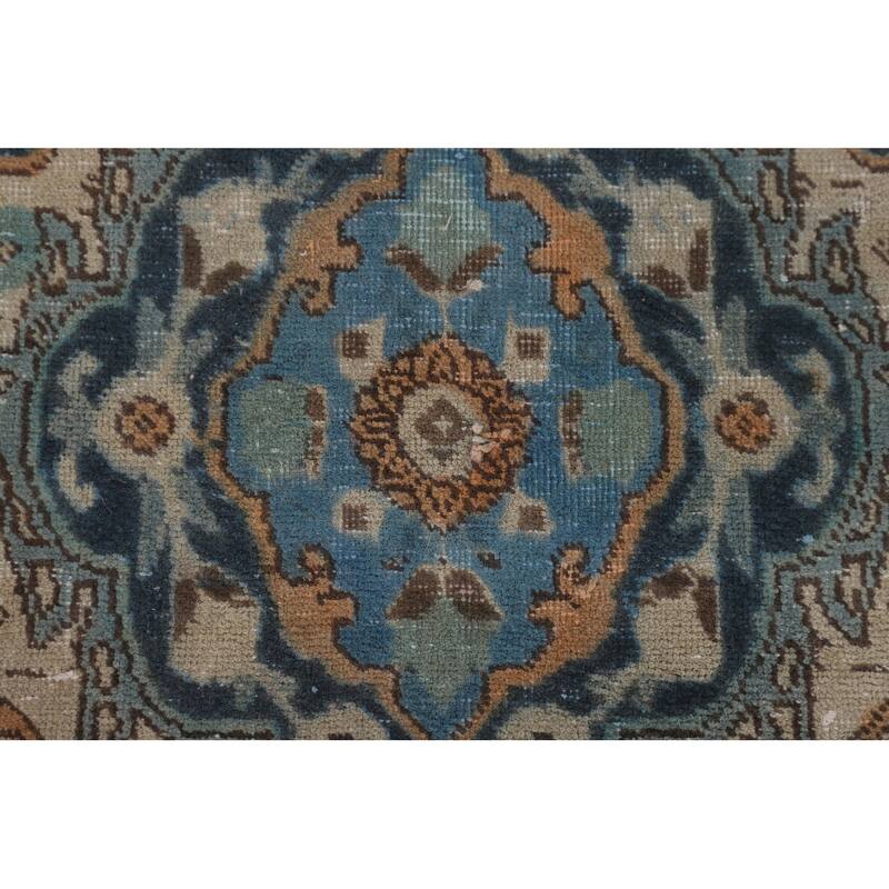 Distressed Tabriz Vintage Persian Area Rug Handmade Wool Carpet - 9'3" x 12'10"