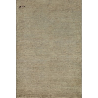 Modern Gabbeh Oriental Foyer Rug Stripe Hand-Knotted Wool Carpet - 3'3"x 5'1"