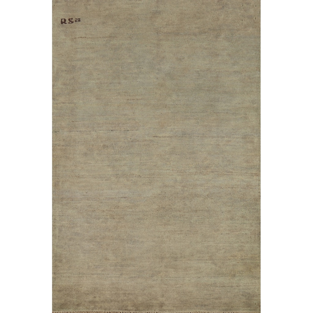 Modern Gabbeh Oriental Foyer Rug Stripe Hand-Knotted Wool Carpet - 3'3"x 5'1"