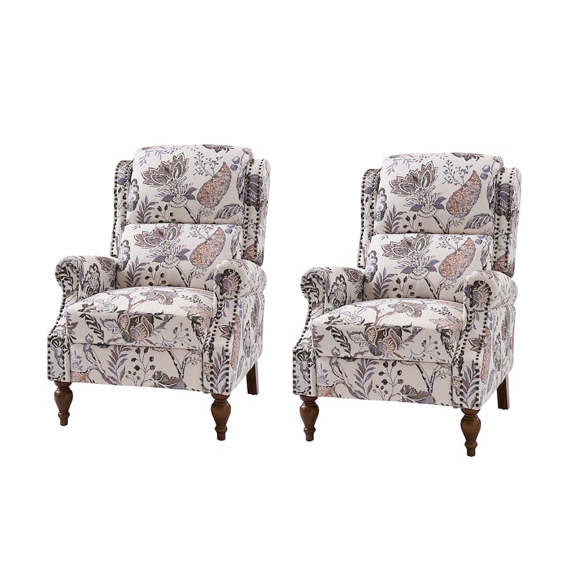 Terri Classic Cutaway Arms with Nailheads Manual Recliner for Living Room Set of 2 by HULALA HOME