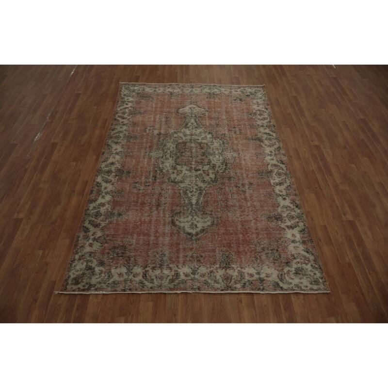 Hand Knotted Oriental 100% Wool Carpet Transitional Floral Red Anatolian Area Rug - 9' 5'' X 6' 0''
