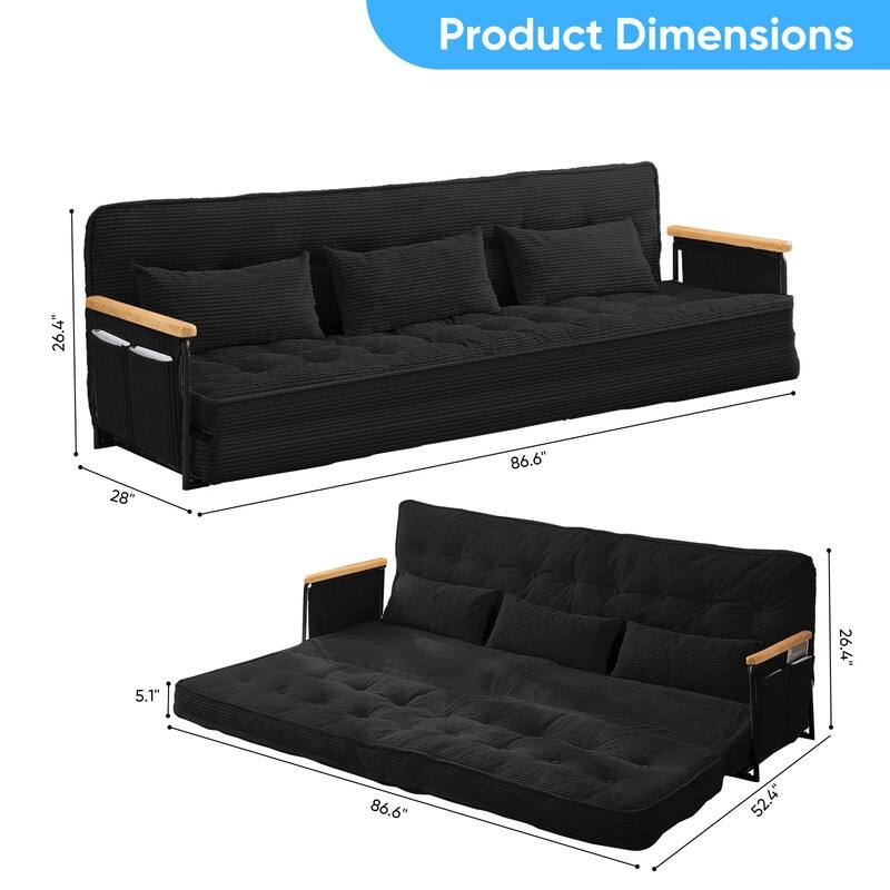 Mixoy Muti-Functional Folding Floor Sofa Bed,3-Seater,2-Seater,1-Seater Lazy Futon Sofa with 6 Position Adjustable Backrest