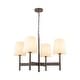 preview thumbnail 7 of 9, 29.5 in. Modern Classic Distressed Antique Brass 4-Light Chandelier with Light Brown Linen Cone Shade for Living & Dining Room