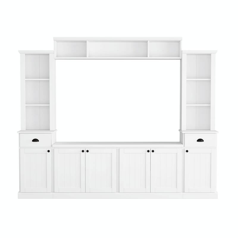 Minimalist TV Stand and Wall Unit Set with Ample Storage Space, Adjustable Shelves
