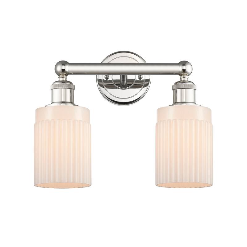 Innovations Lighting 616-2W-12-14 Hadley Vanity Hadley 2 Light 14" - Polished Nickel / Matte White