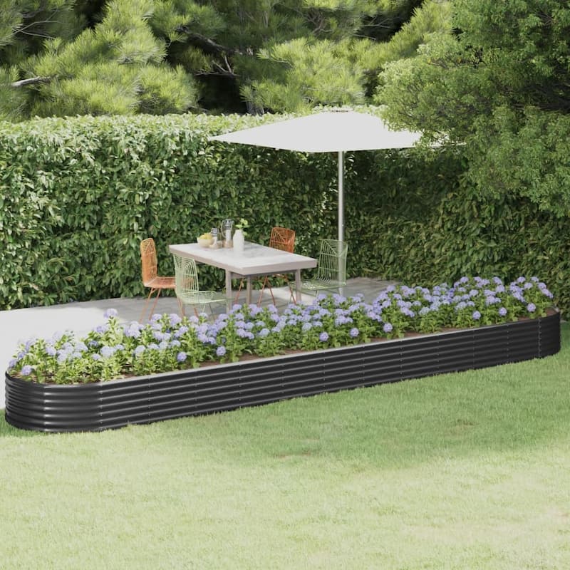 vidaXL Garden Raised Bed Anthracite Powder-coated steel Large Raised Bed - 199.6 x 39.4 x 14.2