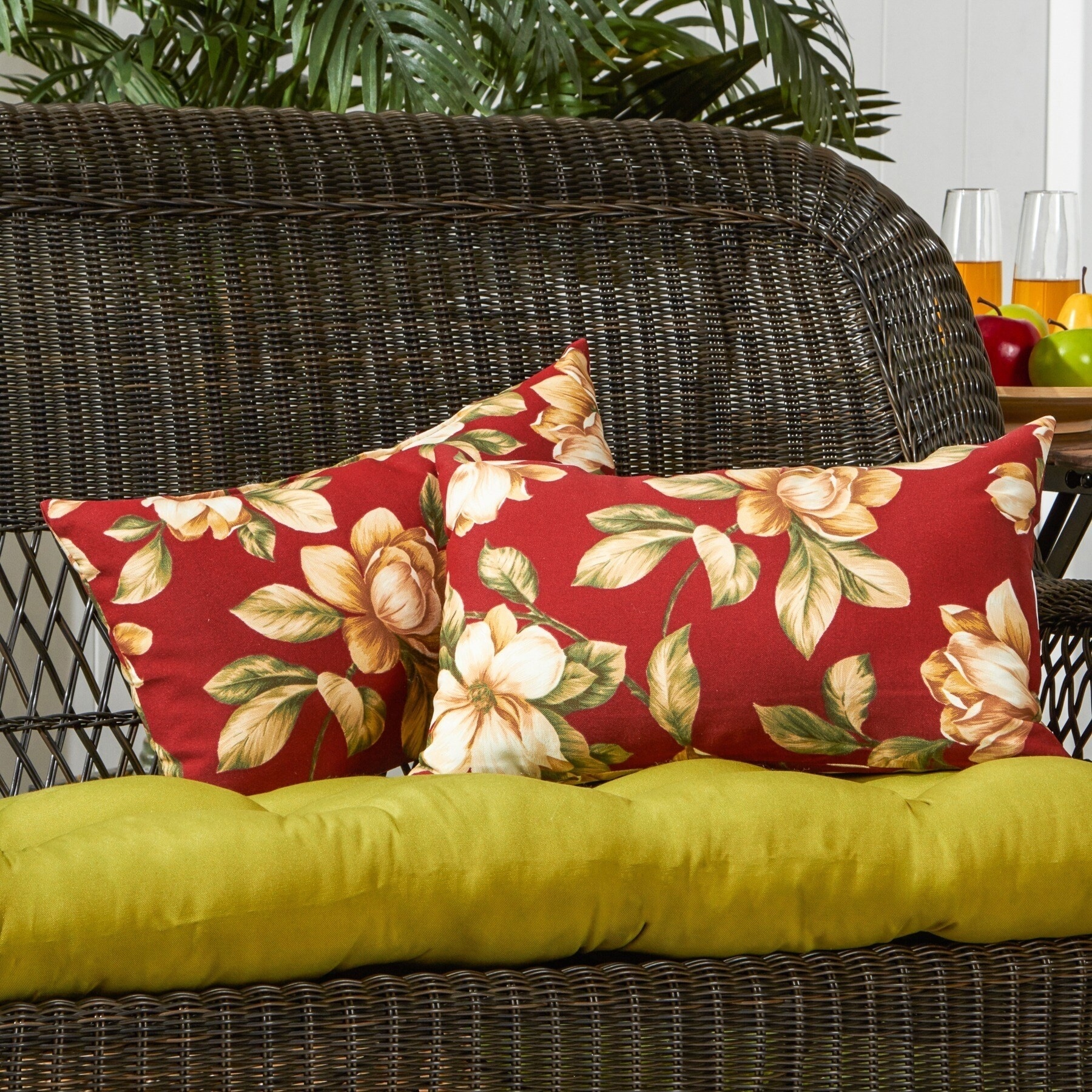 Rectangular Outdoor 12-inch x 19-inch Roma Floral Accent Pillows (Set of 2)