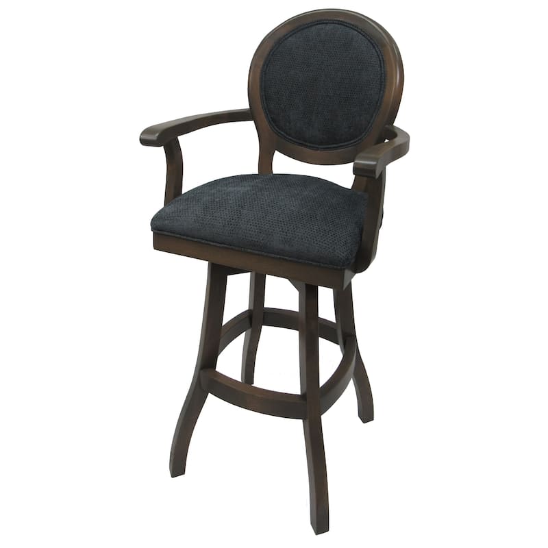 Swivel Wood Counter 26" 30" Extra Tall 34" Bar Stool - 500 on S-Base - Bella Charcoal - Rustic Pewter - Extra Tall