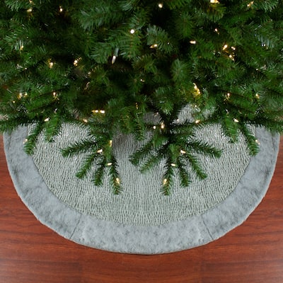 48" Gray and Silver Faux Fur Snake Skin Pattern Christmas Tree Skirt - 48