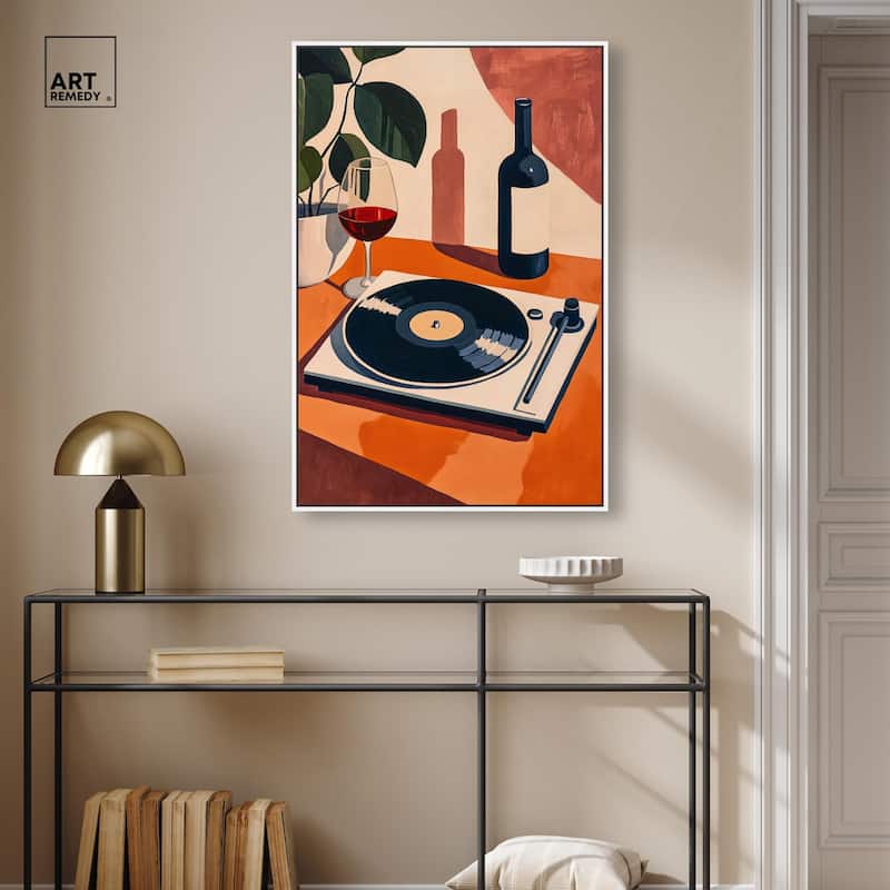 Vinyl and Wine Canvas by Art Remedy