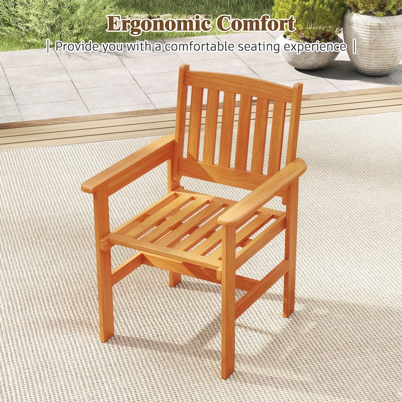 Costway Patio Chairs Set of 2/4 Outdoor Wooden Dining Chairs with - See Details