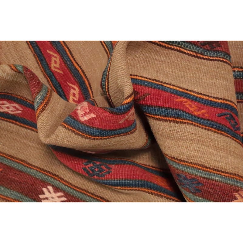 Hand Woven Oriental 100% Wool Carpet Southwestern Tribal Multi-Colored Kilim Area Rug - 7' 8'' X 4' 5''