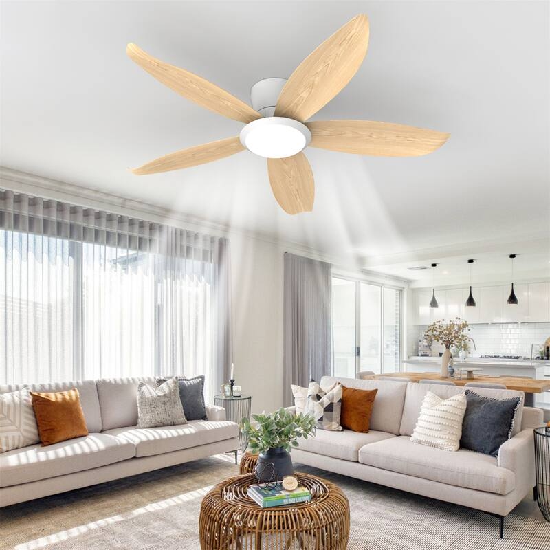 42" Wood Grain Finish Blades High Airflow Plug-in ABS Blade Ceiling Fan Light