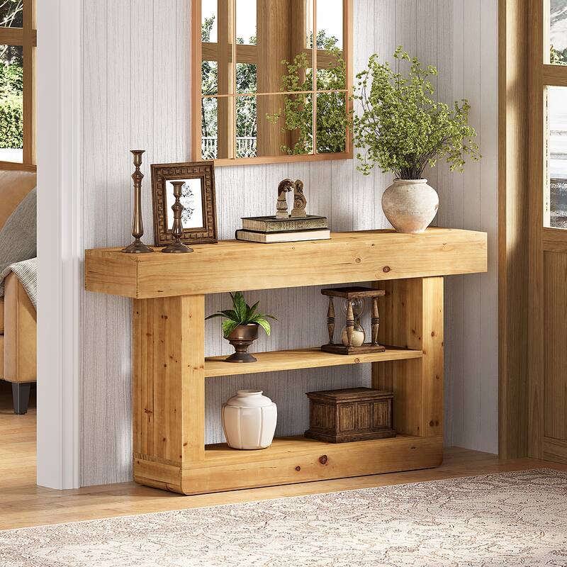 63-Inch Solid Wood Console Table for Entryway