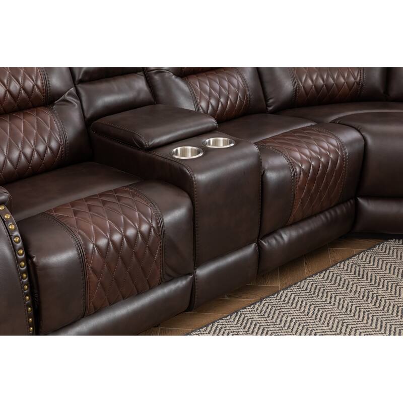 Kamiri 5 - Piece Faux Leather Reclining Two-Tone Sectional